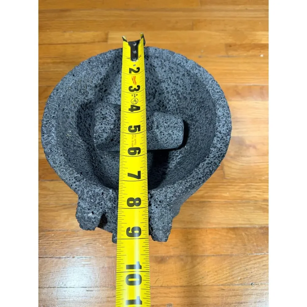 Large Pig-Shaped Volcanic Stone Molcajete Mortar & Pestle – Approx. 9 Inches